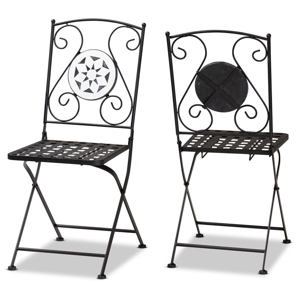 Baxton Studio Julius Patio Dining Chair in Black (Set of 2), , large