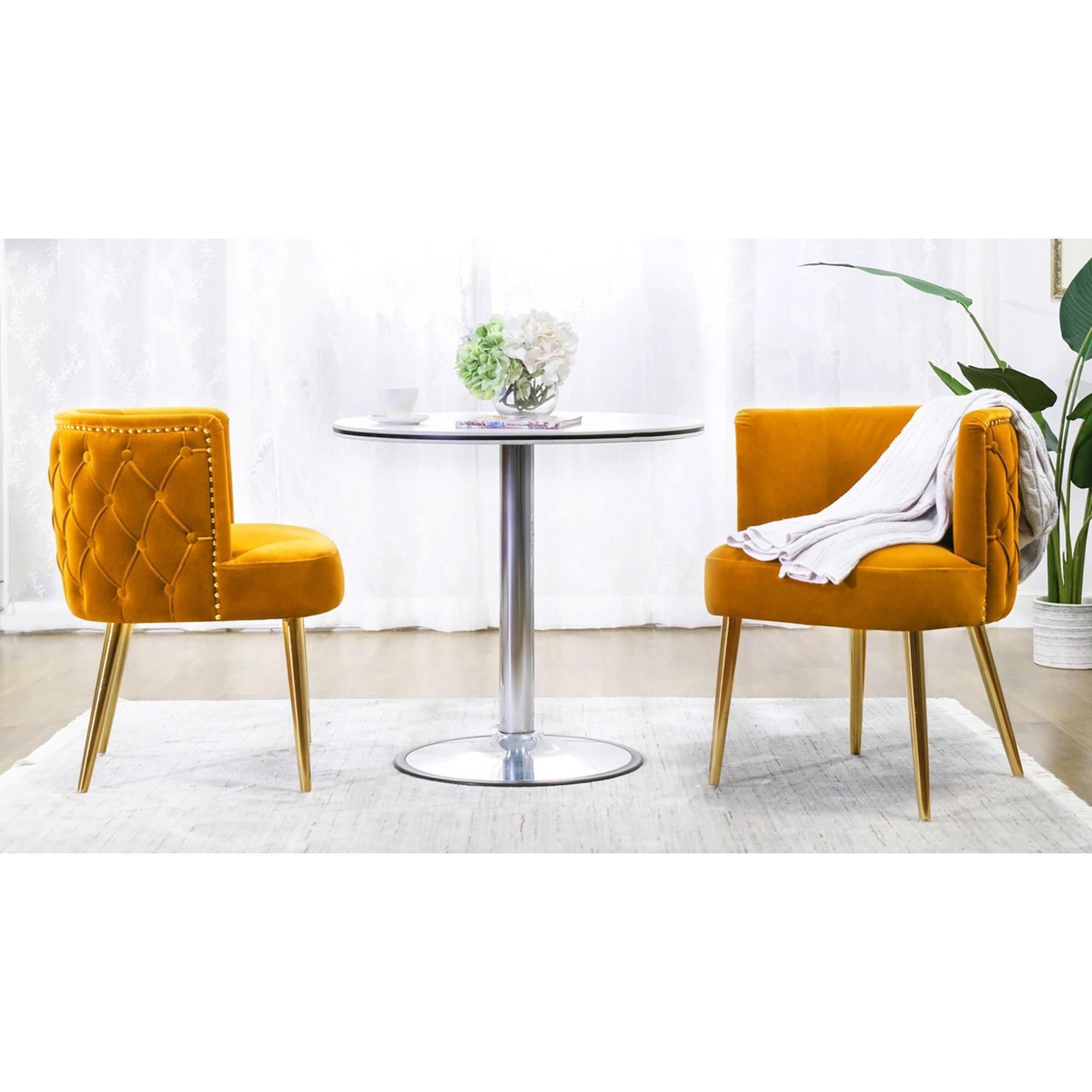 Jennifer Taylor Home Misty Glam Barrel Accent Chair in Rich Yellow