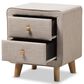 Baxton Studio Jonesy 2-Drawer Upholstered Nightstand in Beige, , large