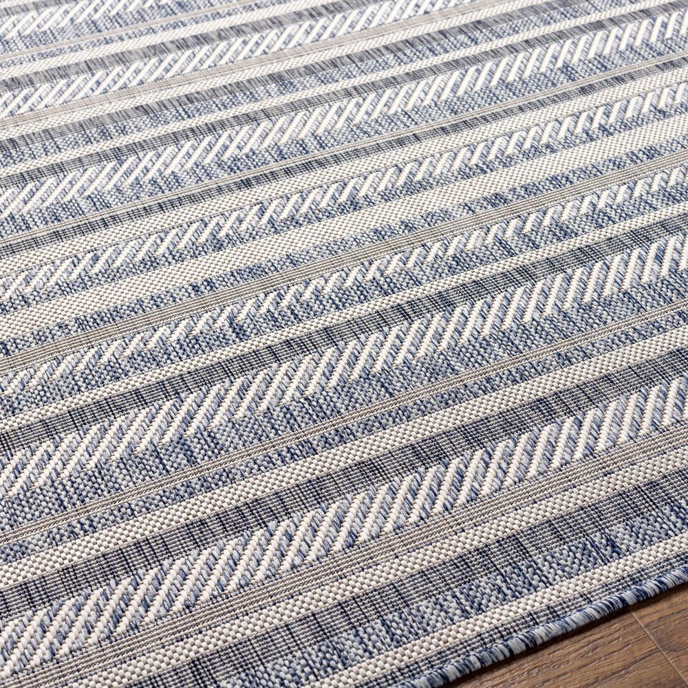 Surya Eagean EAG-2407 Navy, Blue, Pale Blue, Oatmeal, Gray, Off-White and Taupe 7&#39;10&quot; x 10&#39;2&quot; Indoor/Outdoor Area Rug, , large