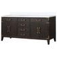 Lexora Home Laurel 72" Double Bathroom Vanity in Brown Oak with White Cultured Marble Top and Rectangular Sinks, , large