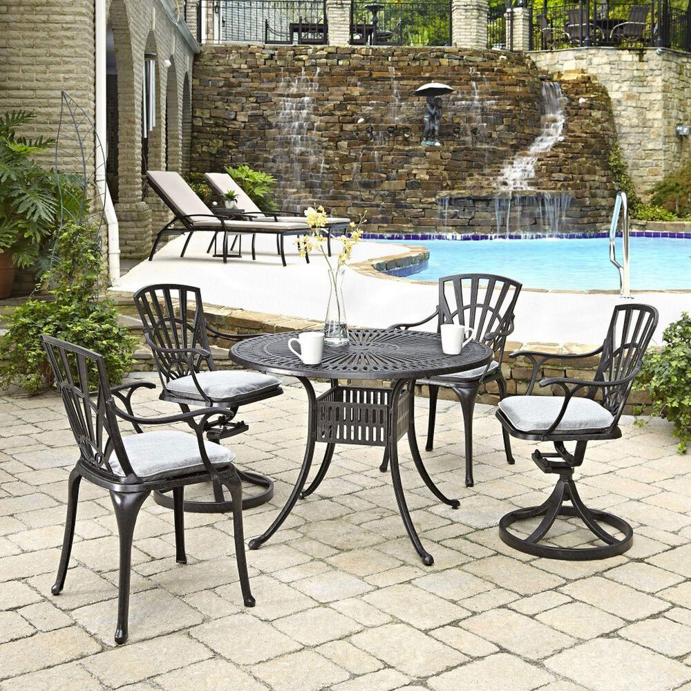 Homestyles Grenada 7-Piece Dining Set with Swivel Chairs in Gray, , large