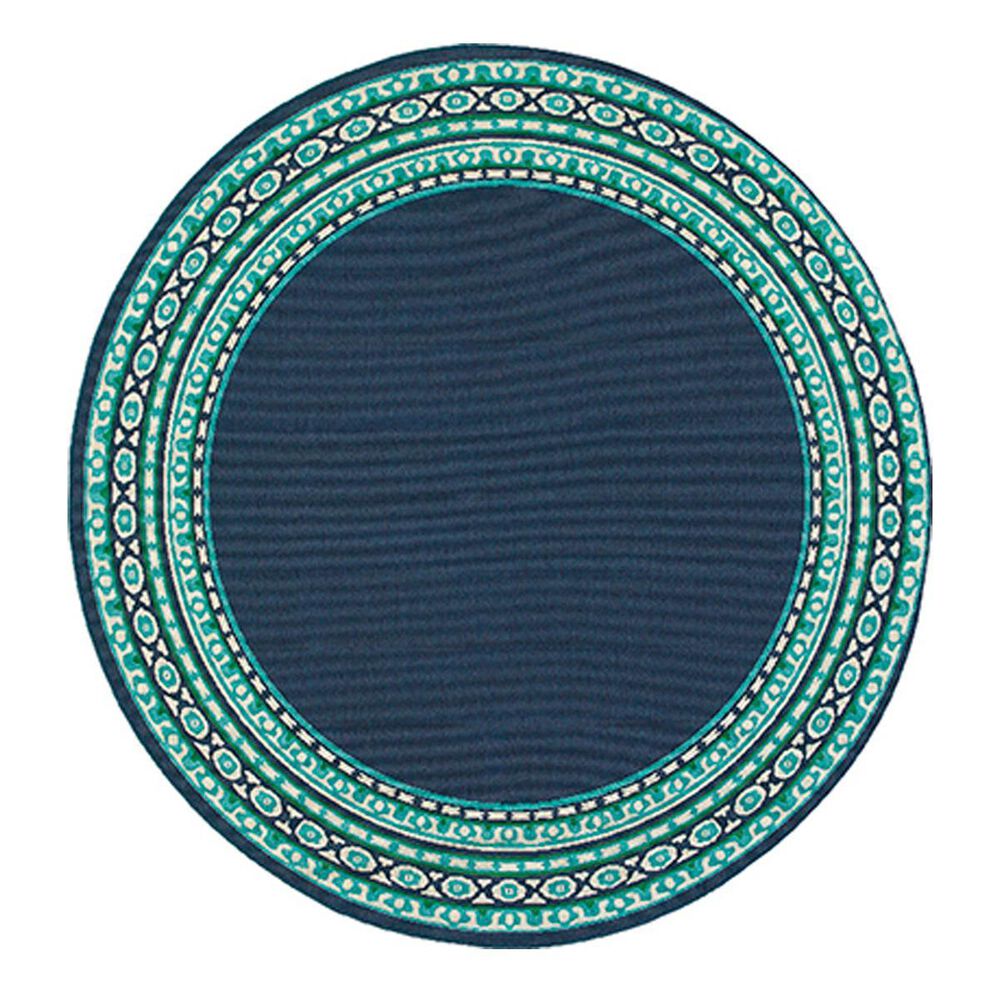 Oriental Weavers Meridian 7"10" Round Navy Area Rug, , large