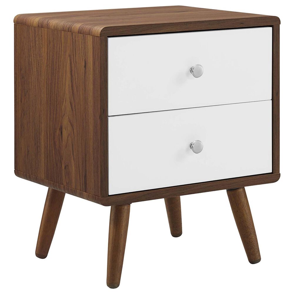 Modway Transmit 2 Drawer Nightstand in Walnut White, , large