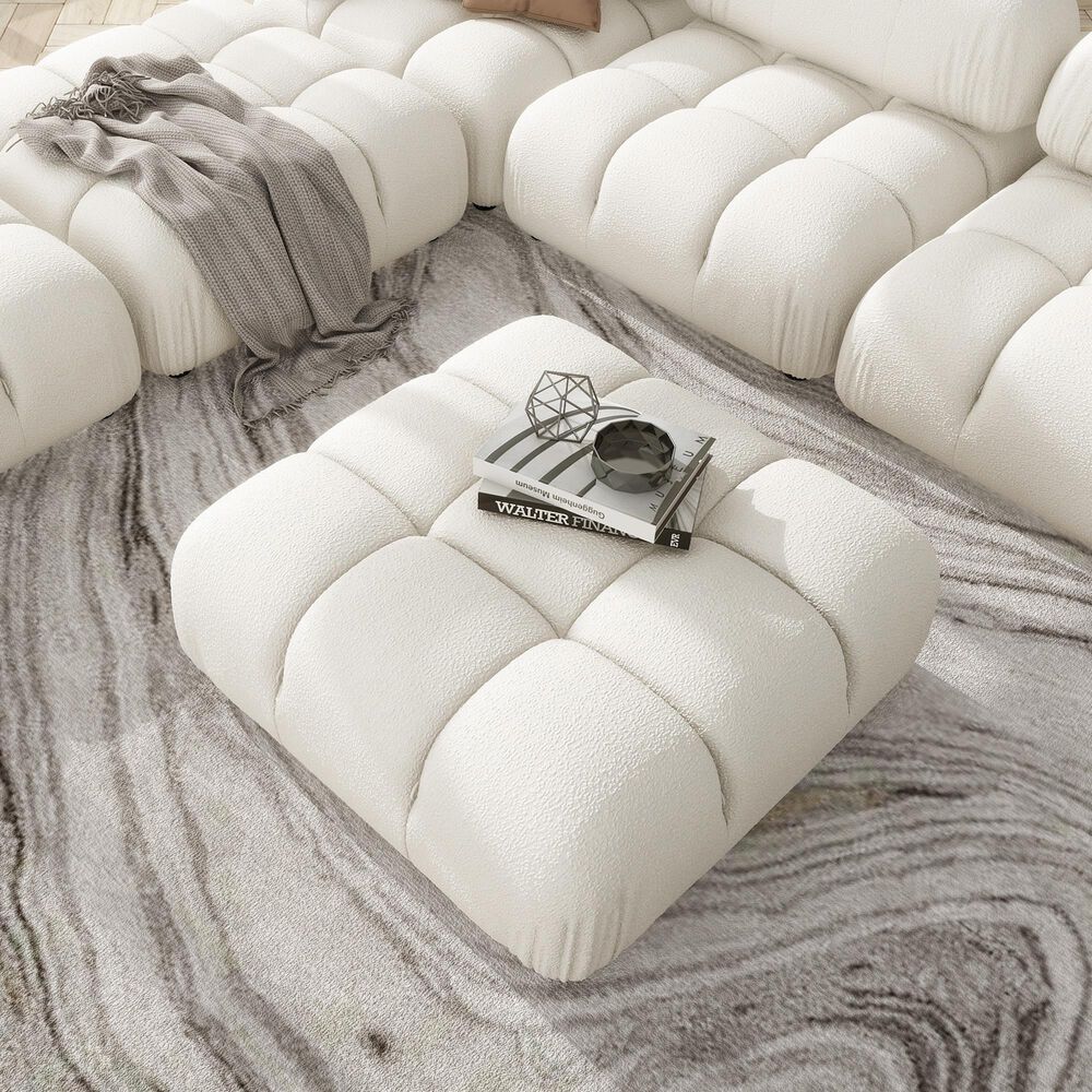 Jennifer Taylor Home Marcel Cocktail Ottoman in Ivory White, , large