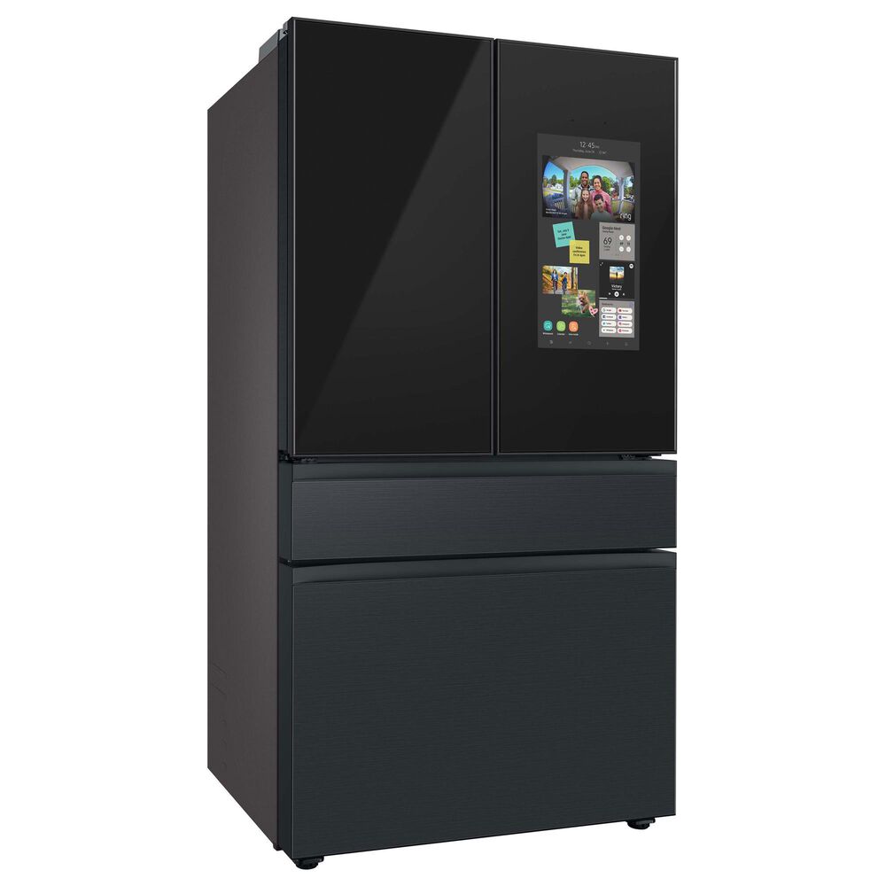 Samsung Bespoke Bespoke 29 Cu. Ft. French Door Refrigerator - Charcoal Glass Top and Family Hub Panels with Matte Black Steel Middle and Bottom Panels Included, , large