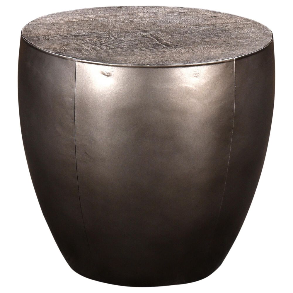 Crestview Collection Bengal Manor Drum End Table in Pewter, , large