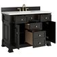 James Martin Vanities Brookfield 48" Single Bathroom Vanity in Black Onyx with 3 cm White Zeus Quartz Top and Rectangular Sink, , large
