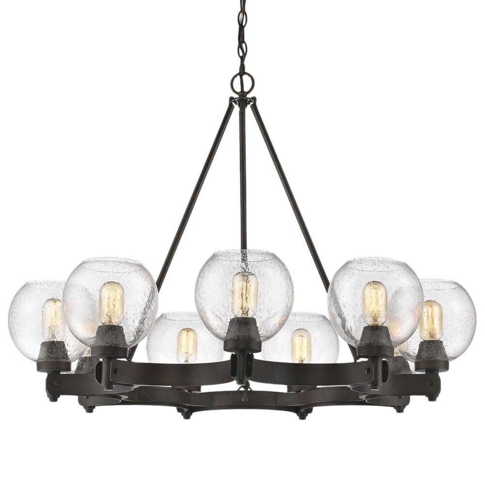 Golden Lighting Galveston 9-Light Chandelier in Rubbed Bronze with Seeded Glass, , large