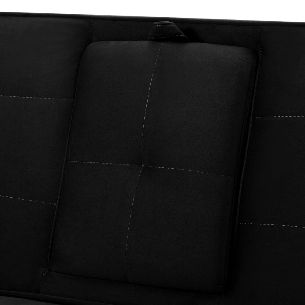 HOMLUX 65" Futon Sleeper Sofa Bed with Adjustable Backrest and Cup Holders in Black, , large