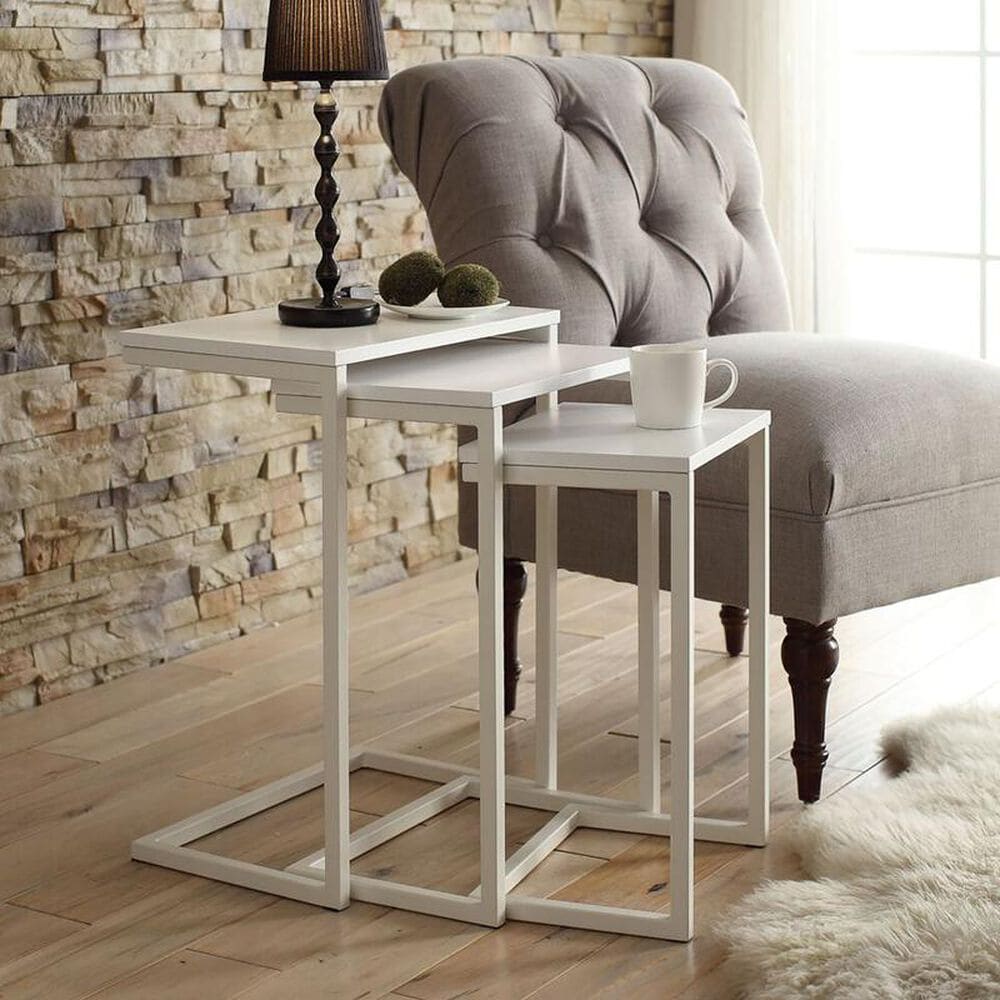Carolina Cottage Addison Nesting Table Set in White (Set of 3), , large