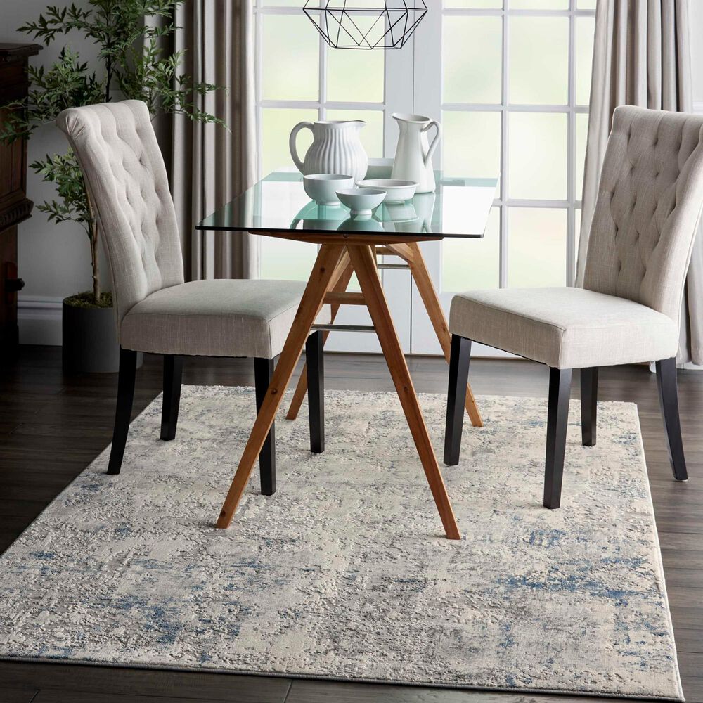 Nourison Rustic Textures Ivory, Grey and Slate Blue 6&#39; x 9&#39; Area Rug, , large