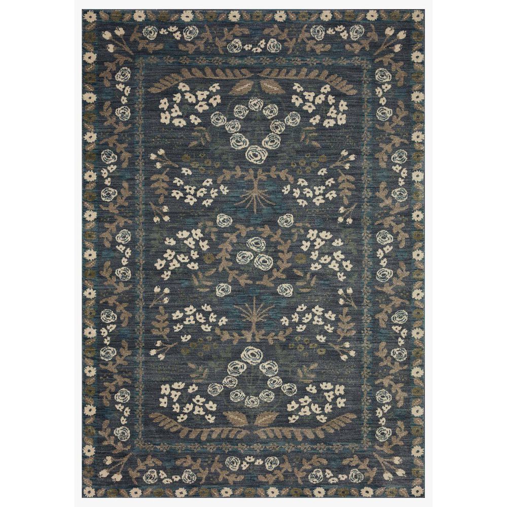 Rifle Paper Co. x Loloi Fiore FIO-01 3"7" x 5"7" Navy and Grey Area Rug, , large