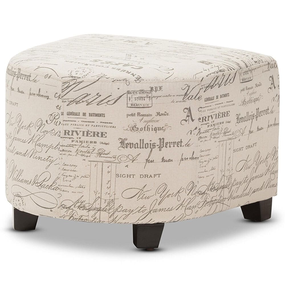 Baxton Studio Benson Club Chair and Ottoman Set with Beige Cushion in Coffee, , large