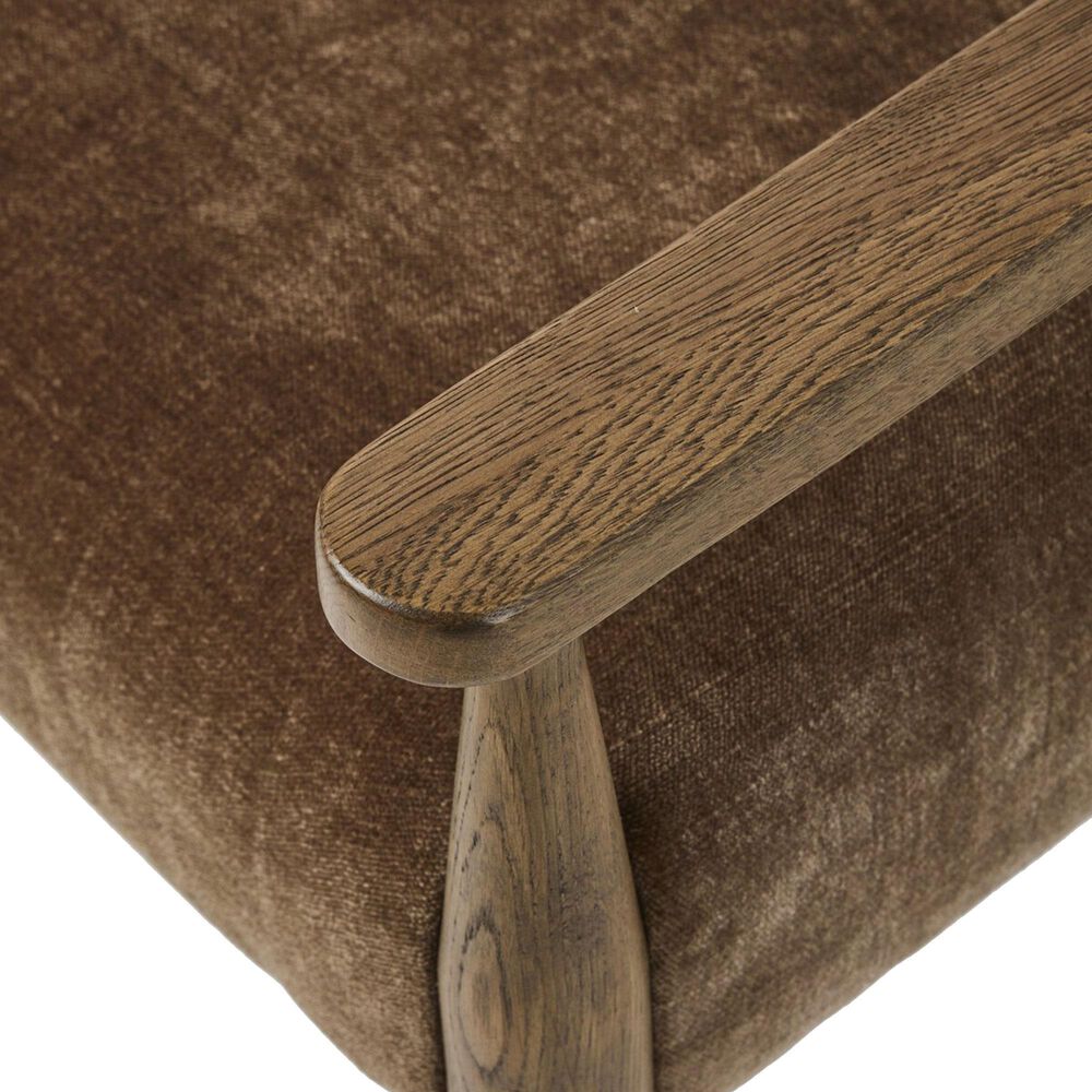 Four Hands Jayla Dining Arm Chair with Altair Mushroom Fabric in Toasted Oak, , large