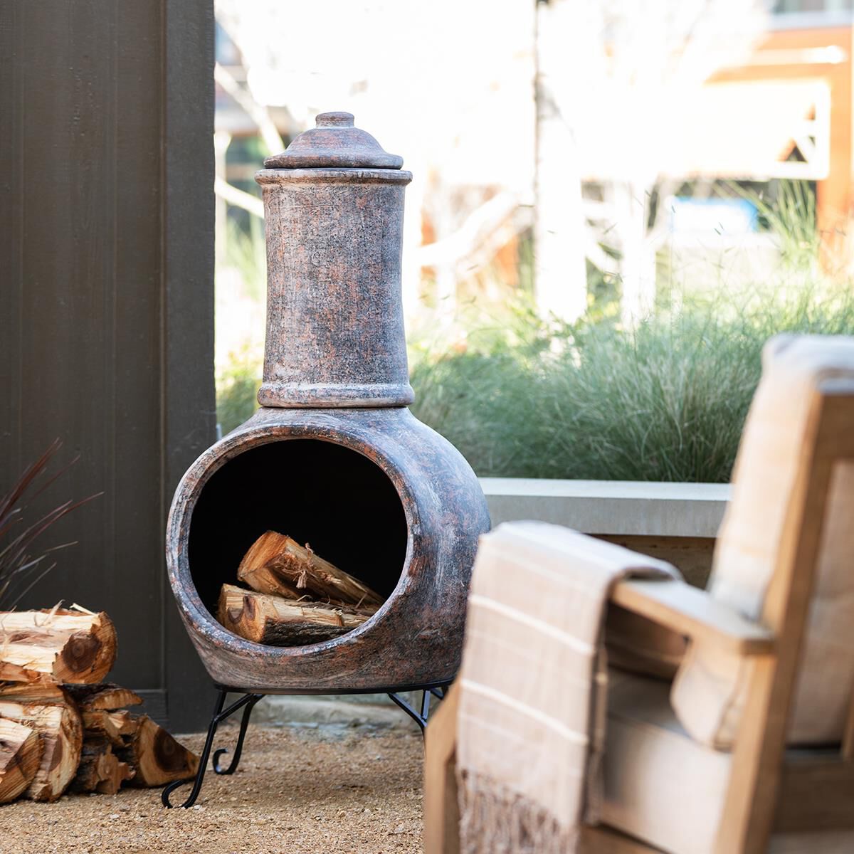 Alfresco home table top mini chiminea shop in sage