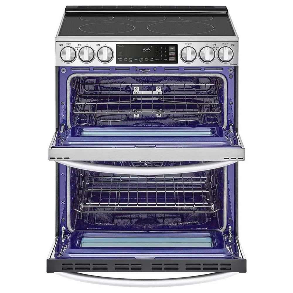 LG 2-Piece Kitchen Package with 7.3 Cu. Ft. Smart Slide-In Double Oven Electric Range and 2.1 Cu. Ft. Smart Over-the-Range Microwave in Printproof Stainless Steel, , large