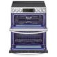 LG 2-Piece Kitchen Package with 7.3 Cu. Ft. Smart Slide-In Double Oven Electric Range and 2.1 Cu. Ft. Smart Over-the-Range Microwave in Printproof Stainless Steel, , large