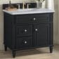 James Martin Vanities Lorelai 36" Single Vanity in Black Onyx with 3 cm Carrara White Marble Top, , large