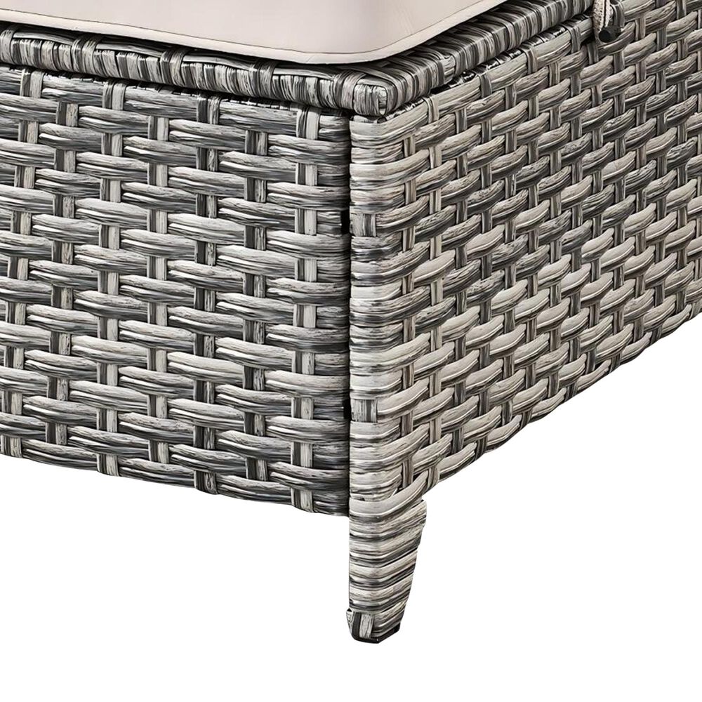 Sunwell Garden 14.2" Ottoman with Beige Cushion in Gray (Set of 2), , large