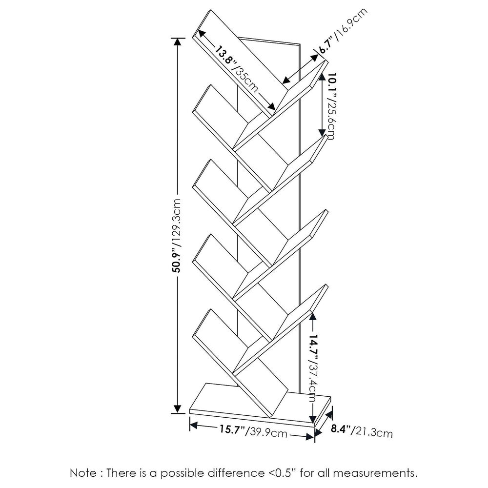 HOMLUX 9-Tier Shelf Tree Bookcase in Espresso, , large