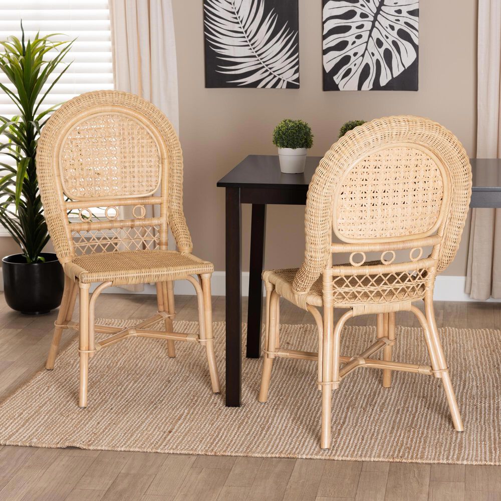 Baxton Studio Jelita Side Chair in Natural Brown (Set of 2), , large