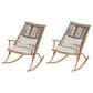 Hearth and Haven Outdoor Rocking Chair with PE Rattan Backrest in Gray (Set of 2), , large