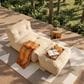 HOMLUX 2-in-1 Bean Bag Chair with Ottoman in Beige, , large