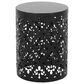 Hearth and Haven Large Iron Patio End Table with Floral Pattern in Black, , large