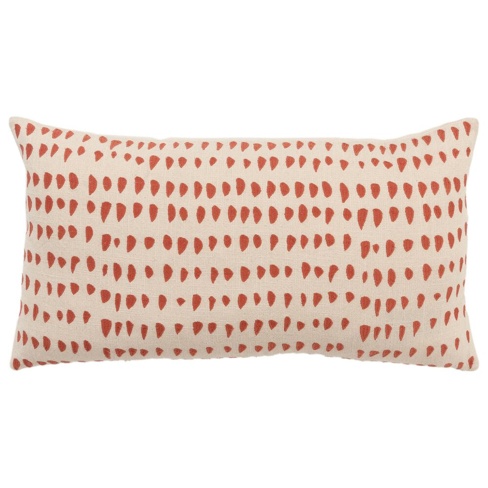 Rizzy Home 14" x 26" Dots Down Filled Lumbar Pillow in Coral and Natural, , large
