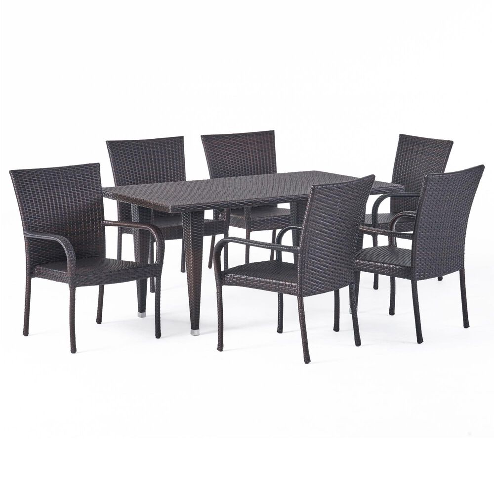 Noble House Delani 7-Piece Patio Dining Set in Multi-Brown, , large