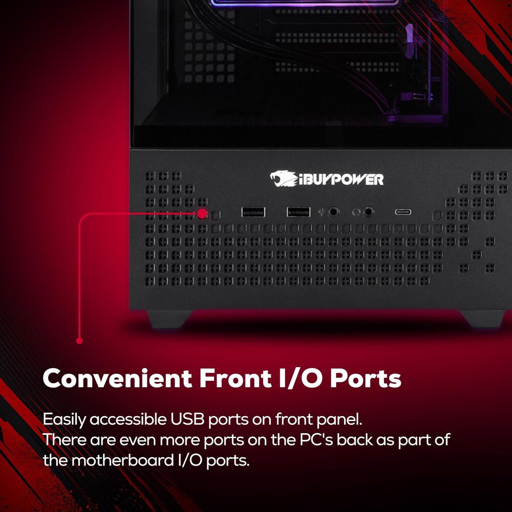 iBUYPOWER Element Pro Gaming Desktop PC | AMD Ryzen 7 9800X3D - 32GB RAM - AMD Radeon RX 9070XT Graphics - 2TB SSD in Black, , large