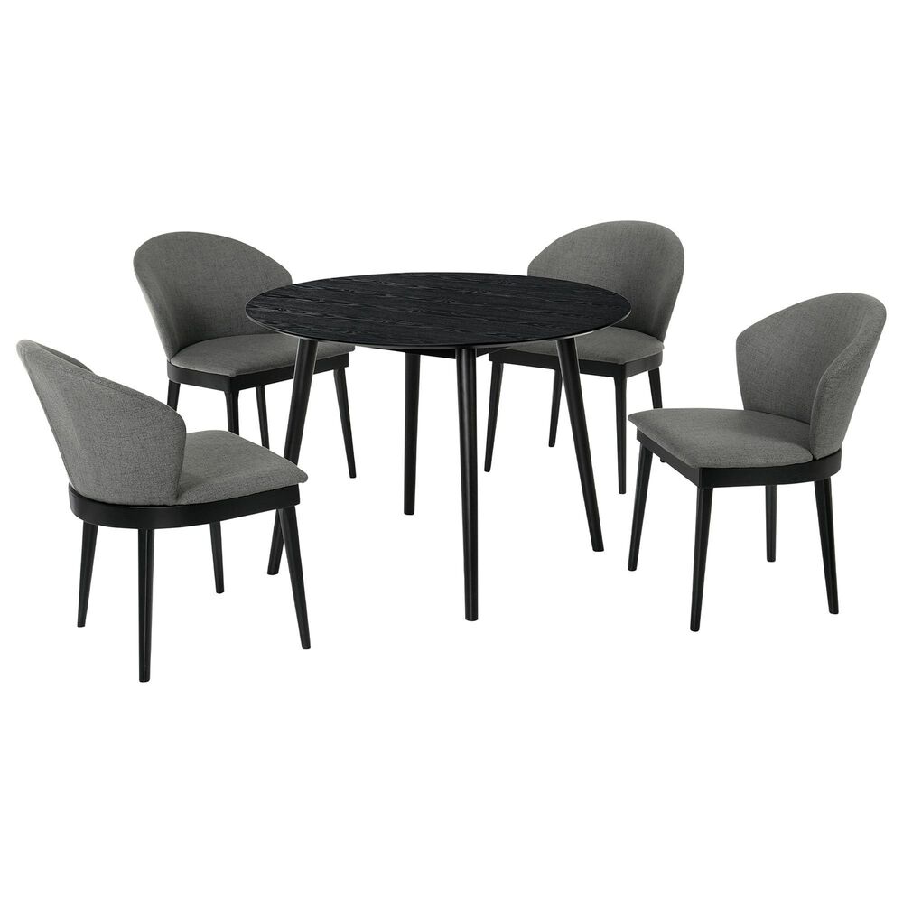 Blue River Arcadia and Juno 5-Piece 42" Dining Set with Charcoal Cushion in Black, , large