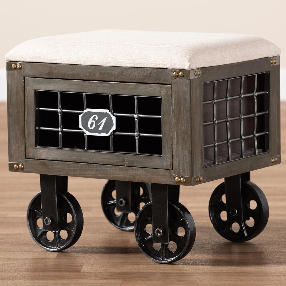 Baxton Studio Harley Storage Ottoman in Beige/Brown/Black, , large