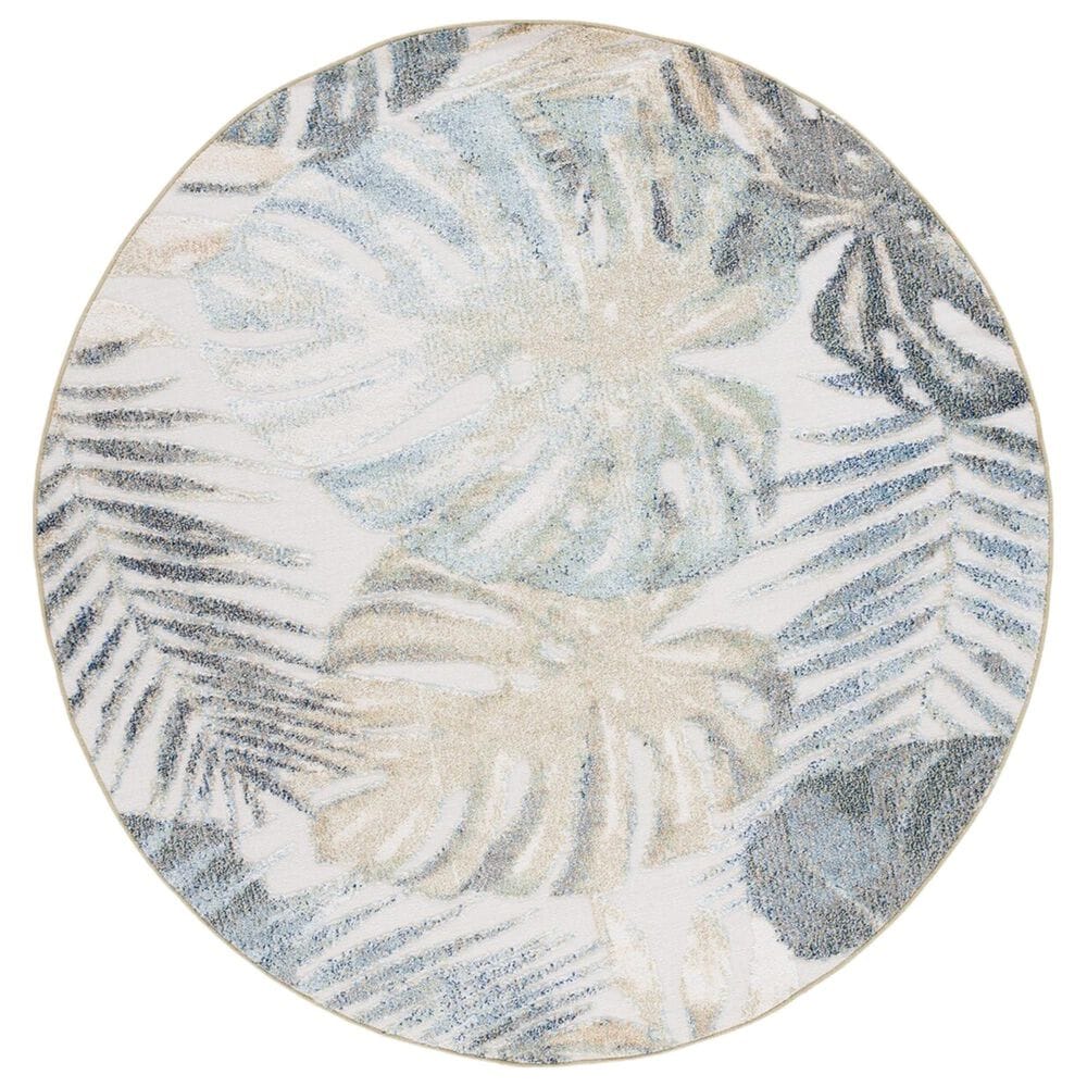 Safavieh Sarasota 6"7" Round Light Green and Ivory Indoor/Outdoor Area Rug, , large