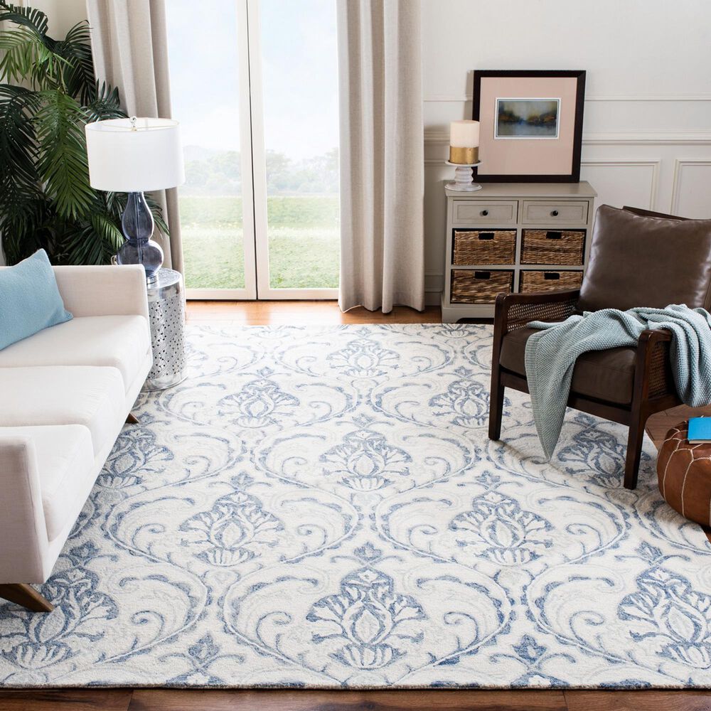 Safavieh Micro-Loop MLP532A 10&#39; x 14&#39; Ivory and Blue Area Rug, , large