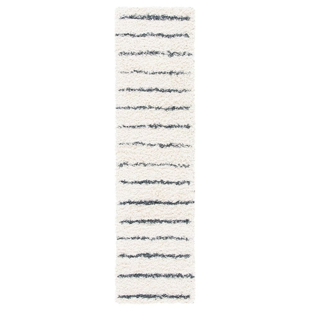 Safavieh Venus Shag VNS604B 2"2" x 14" Ivory and Dark Grey Runner, , large
