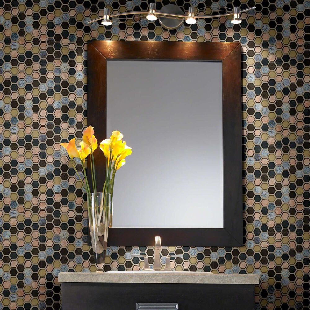 Shaw Molten Hexagon Bronze 11.49" x 11.02" Glass Mosaic Sheet, , large