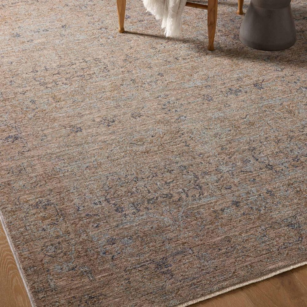 Angela Rose Blake 4&#39; x 5&#39;7&quot; Taupe and Blue Area Rug, , large