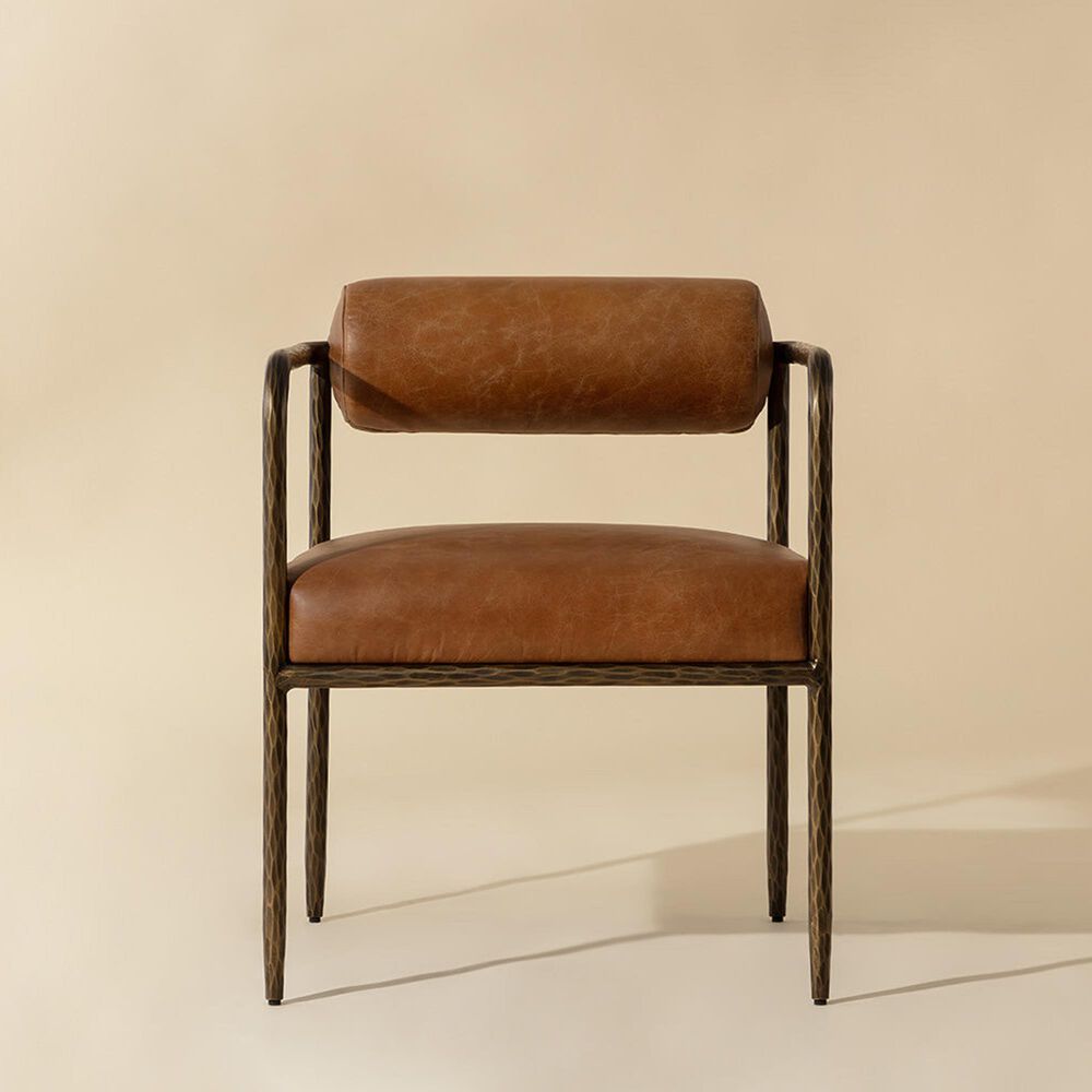 Club Collection By Sunpan Ajani Arm Chair with Tan Cushion in Antique Brass, , large