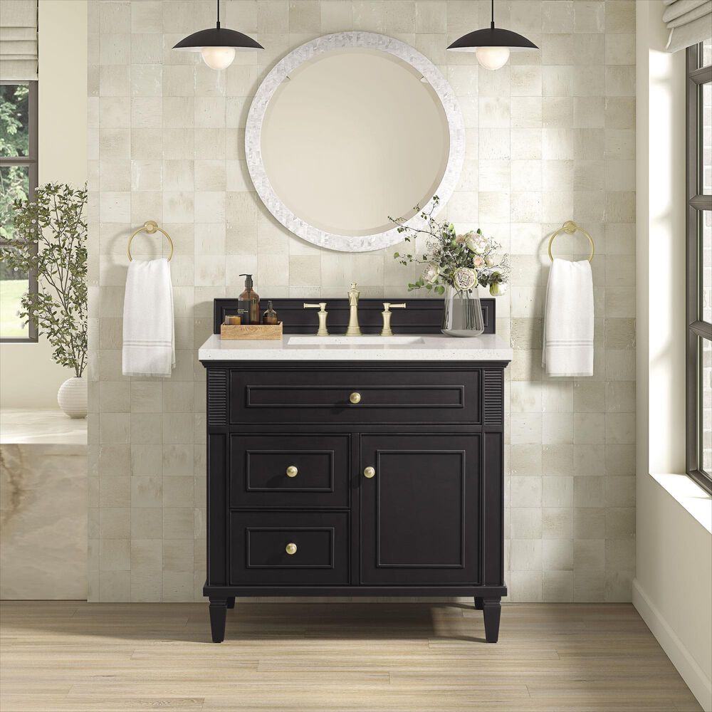 James Martin Vanities Lorelai 36&quot; Single Vanity in Black Onyx with 3 cm Lime Delight Quartz Top, , large