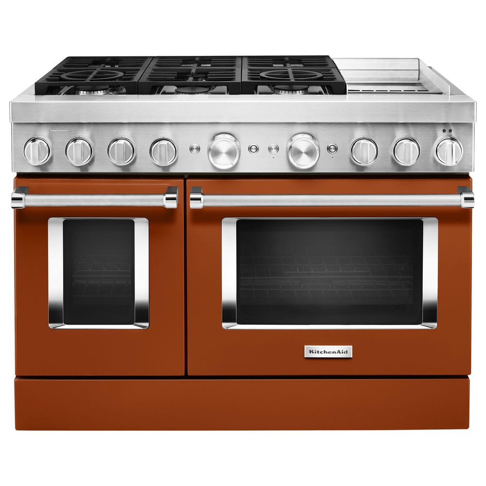 KitchenAid 6.3 Cu. Ft. Freestanding Double Oven Dual Fuel Range with True Convection in Scorched Orange, , large