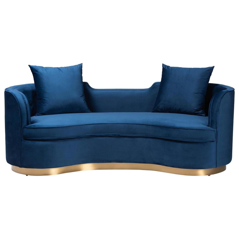 Baxton Studio Deserae Stationary Sofa in Navy Blue Velvet, , large