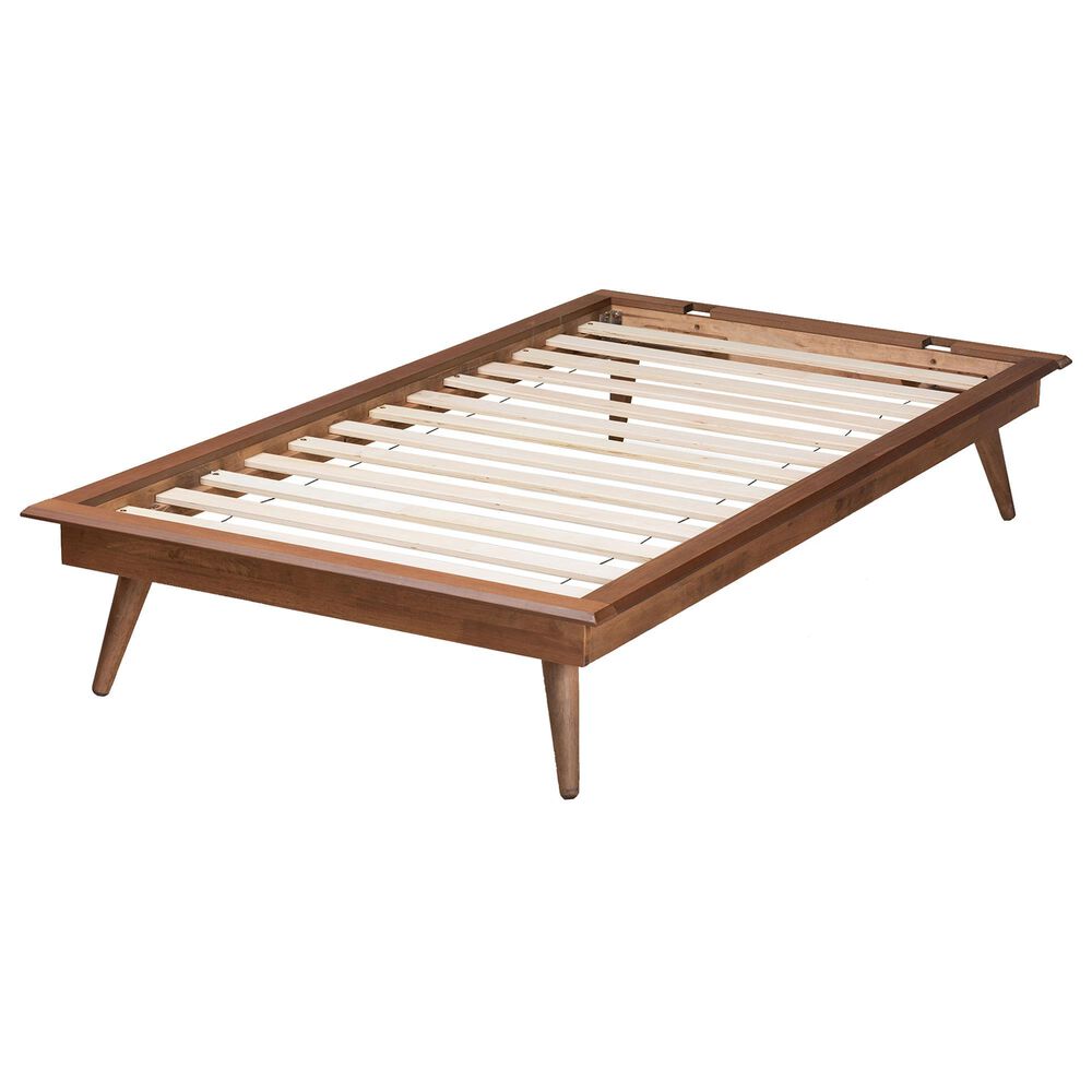 Baxton Studio Karine Twin Platform Bed Frame in Walnut Brown, , large