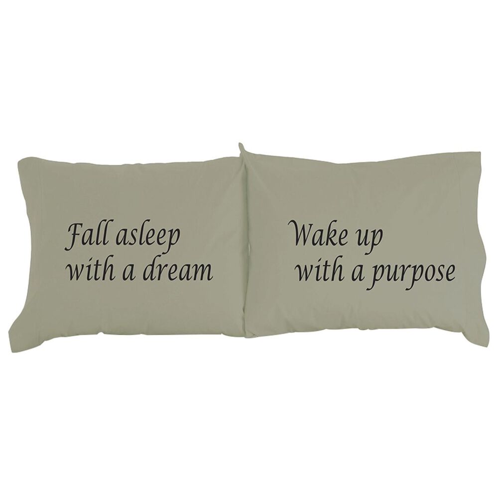 Shavel Home Products Micro Flannel Fall Asleep Novelty Print Pillowcase Pair in Green, , large