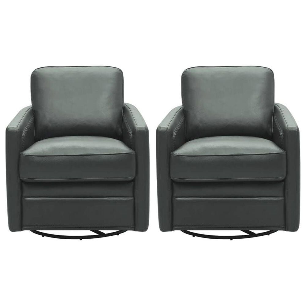 Italiano Furniture Turner Leather Swivel Glider in Forest Green (Set of 2), , large