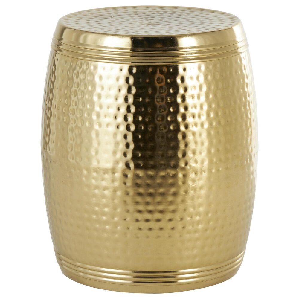 Maple and Jade Handmade Drum Accent End Table in Gold, , large