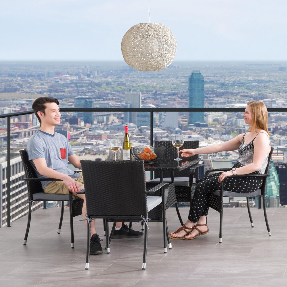 CorLiving Parksville Patio Dining Chair in Black/Ash Gray &#40;Set of 2&#41;, , large