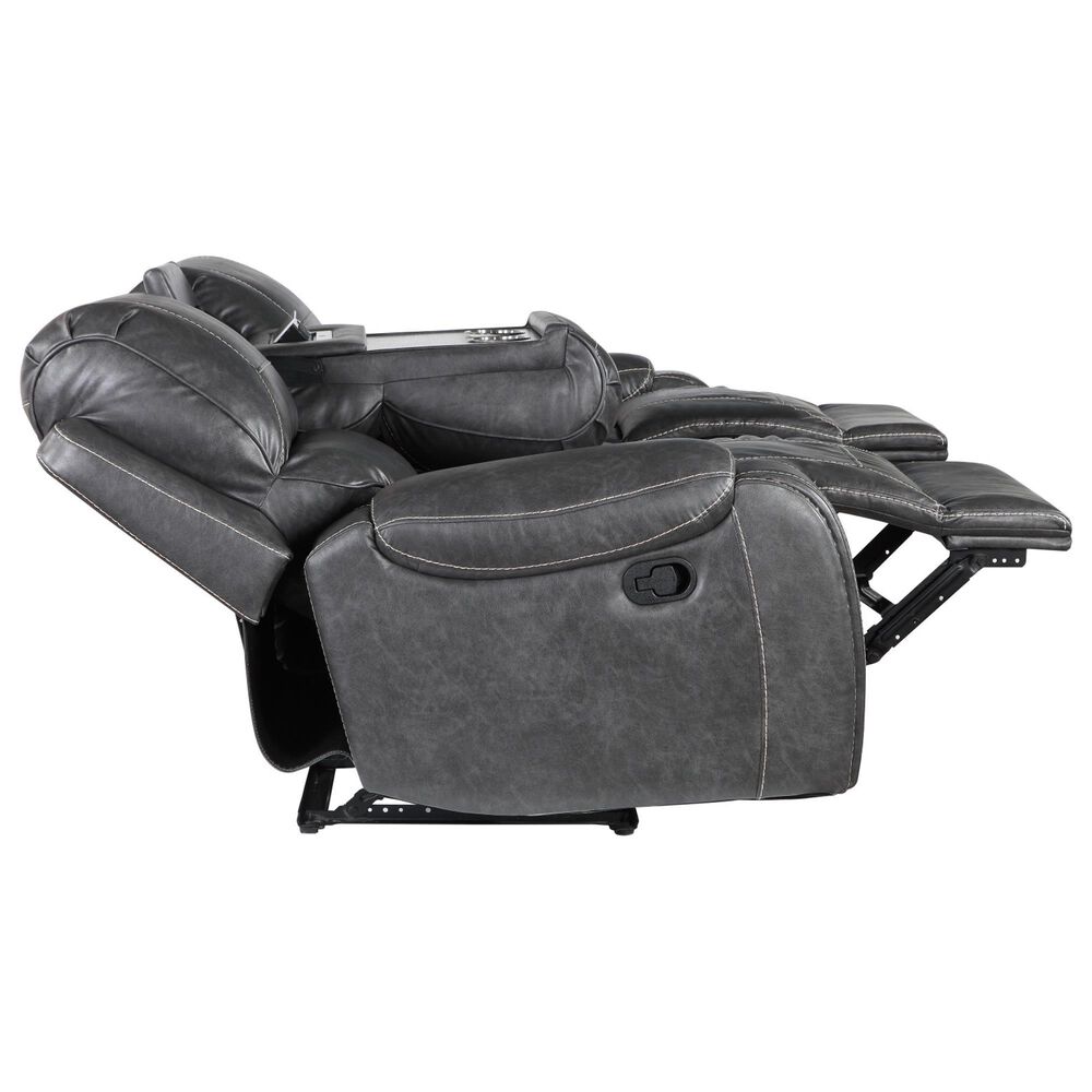 Crystal City Keily Manual Reclining Sofa with Dropdown Table in Dove Grey, , large