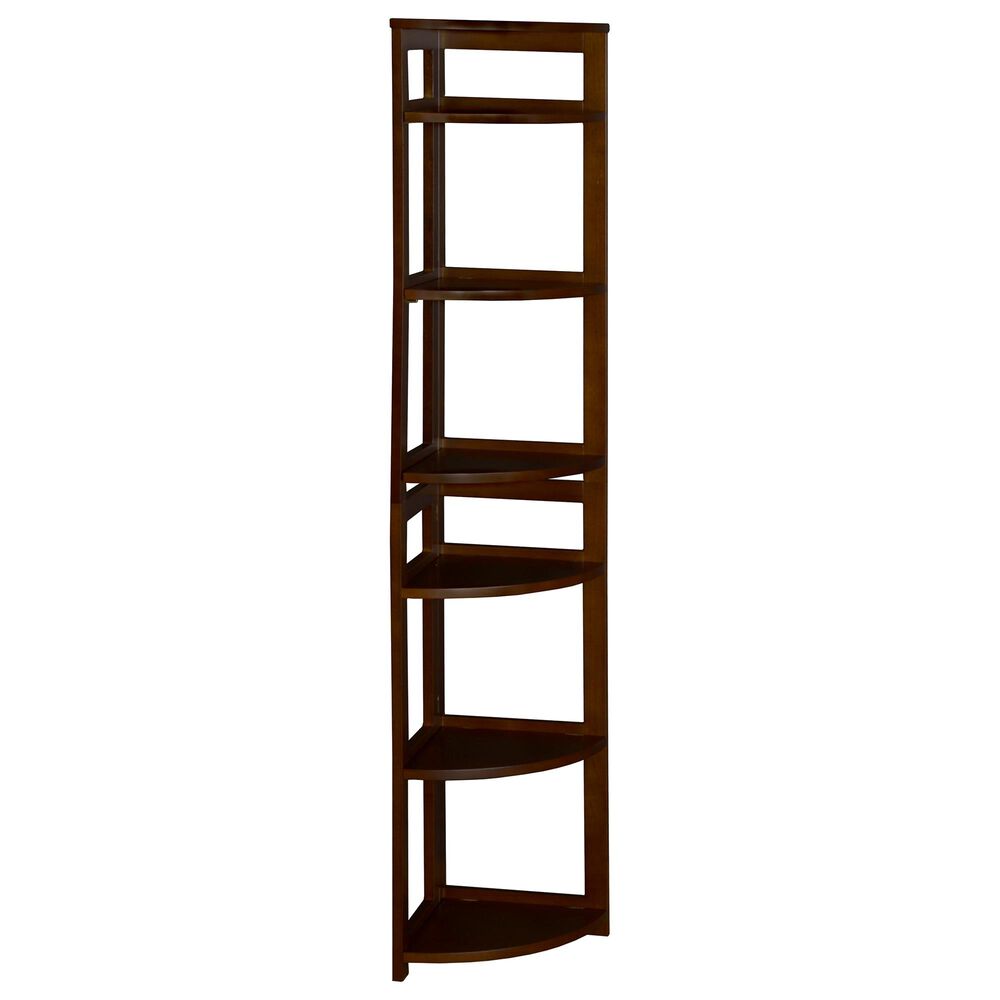 Regency Global Sourcing Flip Flop 67&quot; Corner Folding Bookcase in Mocha Walnut, , large
